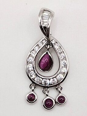 Ross Simons Ruby Chandelier-Style Dangle Pendant Multi Stone 925 Silver 4.3G